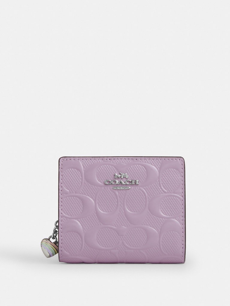 Coach Outlet Snap Wallet In Signature Leather With Heart Charm